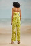 Shop_THE IASO_Green Twill Modal Printed Floral Scoop Neck Jag Corset Top _at_Aza_Fashions