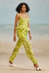 Buy_THE IASO_Green Twill Modal Printed Floral Scoop Neck Jag Corset Top _Online_at_Aza_Fashions