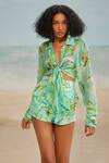 Buy_THE IASO_Green Paper Touch Poplin Printed Floral Mele Shorts _at_Aza_Fashions