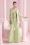 Buy_MANDIRA WIRK - Indian_Green Chanderi Printed Floral Jacket Open Farah Sharara Set _at_Aza_Fashions