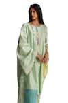 Charkhee_Green Kurta And Dupatta Chanderi Embroidered Zari Round Egypt Pattern Pant Set _Online_at_Aza_Fashions