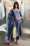 Buy_Charkhee_Blue Kurta And Dupatta Chanderi Embroidered Zari Bodice Panelled Salwar Set _at_Aza_Fashions