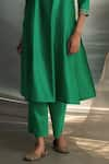 Charkhee_Green Kurta And Dupatta Chanderi Embroidered Zari Egyptian Pattern Pant Set _at_Aza_Fashions