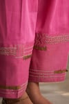 Buy_Charkhee_Pink Kurta And Dupatta Chanderi Embroidered Zari Egyptian Pattern Pant Set 