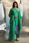 Buy_Charkhee_Green Kurta And Dupatta Chanderi Embroidered Zari Egyptian Pattern Pant Set _at_Aza_Fashions