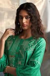 Buy_Charkhee_Green Kurta And Dupatta Chanderi Embroidered Zari Egyptian Pattern Pant Set 