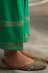 Shop_Charkhee_Green Kurta And Dupatta Chanderi Embroidered Zari Egyptian Pattern Pant Set 