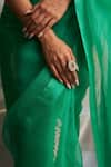 Shop_Charkhee_Green Blouse Chanderi Embroidered Zari V-neck Placement Saree With _Online_at_Aza_Fashions