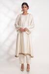 Buy_Chhaya Mehrotra_Ivory Bangalore Silk Embroidery Zardozi Round Kanak Kurta And Pant Set _at_Aza_Fashions