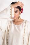 Shop_Chhaya Mehrotra_Ivory Bangalore Silk Embroidery Zardozi Round Kanak Kurta And Pant Set _Online_at_Aza_Fashions