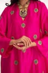 Buy_Chhaya Mehrotra_Magenta Bangalore Silk Embroidery Zardozi V Neck Devya Peacock Kurta And Pant Set _Online_at_Aza_Fashions