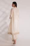 Shop_Chhaya Mehrotra_Ivory Bangalore Silk Embroidery Zardozi V Neck Dhriti Border Kurta And Pant Set _at_Aza_Fashions