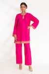 Buy_Chhaya Mehrotra_Magenta Bangalore Silk Embroidery Zardozi Aavya Border Kurta And Pant Set _at_Aza_Fashions