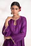 Buy_Chhaya Mehrotra_Purple Bangalore Silk Embroidery Zardozi Lekha Scallop Border Kurta And Pant Set _Online_at_Aza_Fashions