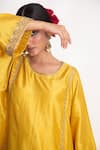 Shop_Chhaya Mehrotra_Yellow Bangalore Silk Embroidery Zardozi Kanak Panelled Kurta And Salwar Set _Online_at_Aza_Fashions