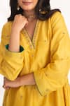 Buy_Chhaya Mehrotra_Yellow Bangalore Silk Embroidery Zardozi V Neck Iya Kurta And Pant Set _Online_at_Aza_Fashions