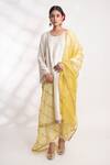 Buy_Chhaya Mehrotra_Yellow Silk Organza Hand Embroidered Stripe Drisana Dupatta _at_Aza_Fashions