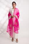 Buy_Chhaya Mehrotra_Pink Silk Organza Hand Embroidered Floral Hrutvi Dupatta _at_Aza_Fashions