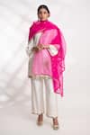 Shop_Chhaya Mehrotra_Pink Silk Organza Hand Embroidered Floral Hrutvi Dupatta _at_Aza_Fashions