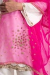 Chhaya Mehrotra_Pink Silk Organza Hand Embroidered Floral Hrutvi Dupatta _Online_at_Aza_Fashions