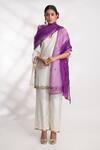 Buy_Chhaya Mehrotra_Purple Silk Organza Hand Embroidered Floral Adrija Dupatta _at_Aza_Fashions