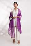 Shop_Chhaya Mehrotra_Purple Silk Organza Hand Embroidered Floral Adrija Dupatta _at_Aza_Fashions