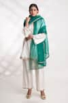 Shop_Chhaya Mehrotra_Green Silk Organza Hand Embroidered Floral Savi Dupatta _at_Aza_Fashions