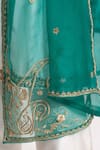 Chhaya Mehrotra_Green Silk Organza Hand Embroidered Floral Savi Dupatta _Online_at_Aza_Fashions