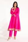 Buy_Chhaya Mehrotra_Pink Bangalore Silk Hand Embroidered Zardozi Dhriti Kurta With Pant _at_Aza_Fashions