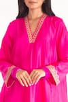 Shop_Chhaya Mehrotra_Pink Bangalore Silk Hand Embroidered Zardozi Dhriti Kurta With Pant _Online_at_Aza_Fashions