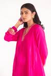 Chhaya Mehrotra_Pink Bangalore Silk Hand Embroidered Zardozi Dhriti Kurta With Pant _at_Aza_Fashions