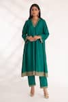 Buy_Chhaya Mehrotra_Green Bangalore Silk Hand Embroidered Zardozi Dhriti Kurta With Pant _at_Aza_Fashions