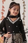 Shop_CUTE COUTURE_Black Anarkali Cotton Embroidered Mirror Pant Set _Online_at_Aza_Fashions