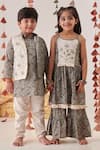 Shop_CUTE COUTURE_Beige Kurta Flex And Printed Floral Embroidered & Sharara Set 