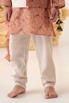 Buy_CUTE COUTURE_Beige Kurta Cotton Embroidered Thread Floral Bundi Set 