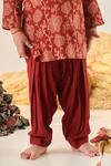 CUTE COUTURE_Maroon Kurta Rayon Printed Floral Mirror Embroidered And Patiala Set _at_Aza_Fashions