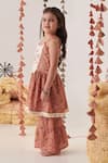 Buy_CUTE COUTURE_Beige Anarkali Flex And Embroidered Thread Yoke & Sharara Set _Online_at_Aza_Fashions