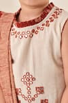 Buy_CUTE COUTURE_Beige Kurta Cotton Flex Embroidered Mirror Dhoti Pant Set _Online_at_Aza_Fashions