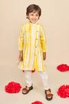 Buy_All Boy Couture_Yellow Handloom Chanderi Embroidery Sequins Tie Dye Kurta With Pyjama _at_Aza_Fashions