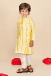 Shop_All Boy Couture_Yellow Handloom Chanderi Embroidery Sequins Tie Dye Kurta With Pyjama _at_Aza_Fashions