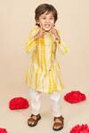 All Boy Couture_Yellow Handloom Chanderi Embroidery Sequins Tie Dye Kurta With Pyjama _at_Aza_Fashions