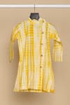 Buy_All Boy Couture_Yellow Handloom Chanderi Embroidery Sequins Tie Dye Kurta With Pyjama 