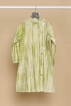 Shop_All Boy Couture_Green Handloom Chanderi Embroidery Sequins Thread Tie Dye Kurta With Pyjama _Online_at_Aza_Fashions