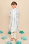 Shop_All Boy Couture_Blue Handloom Chanderi Embroidery Sequins Kurta With Pyjama _at_Aza_Fashions