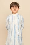 All Boy Couture_Blue Handloom Chanderi Embroidery Sequins Kurta With Pyjama _Online_at_Aza_Fashions