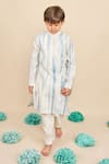 All Boy Couture_Blue Handloom Chanderi Embroidery Sequins Kurta With Pyjama _at_Aza_Fashions