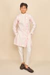 Buy_All Boy Couture_Pink Handloom Chanderi Embroidery Sequins Tie Dye Kurta With Pyjama _at_Aza_Fashions