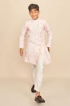 Shop_All Boy Couture_Pink Handloom Chanderi Embroidery Sequins Tie Dye Kurta With Pyjama _at_Aza_Fashions