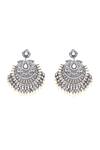 Ruby Raang_White Kundan Stone Studded Floral Chandbalis _Online_at_Aza_Fashions