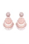 Ruby Raang Rose Gold Stones, Diamonds, Cut Work Studded Layered Chandbalis Online at Aza Fashions Ruby Raang_Rose Gold Stones, Diamonds, Cut Work Studded Layered Chandbalis _Online_at_Aza_Fashions